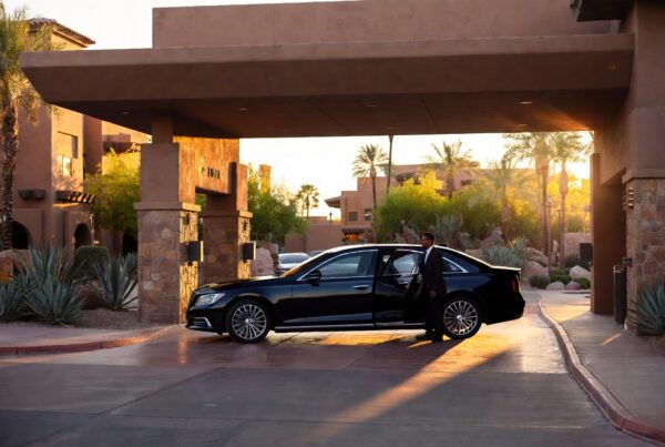 Scottsdale hotel concierge coordinating luxury black car service for guest ground transportation