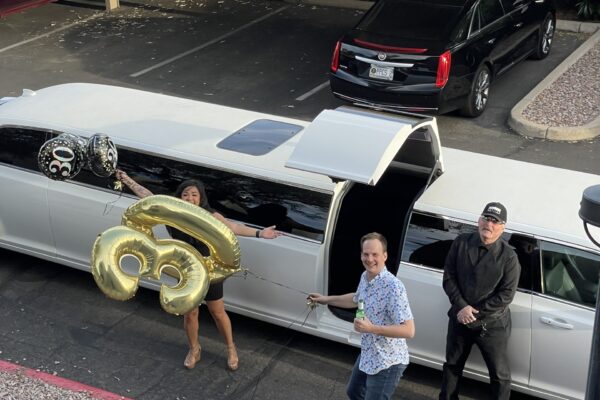 Chrysler 300 stretch limousine with open door - Phoenix Professional Car Service